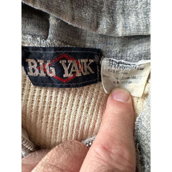 Vintage 80’s Big Yank Thermal Lined Heather Gray M Full Zip Hoodie Sweat Jacket - Picture 2 of 9